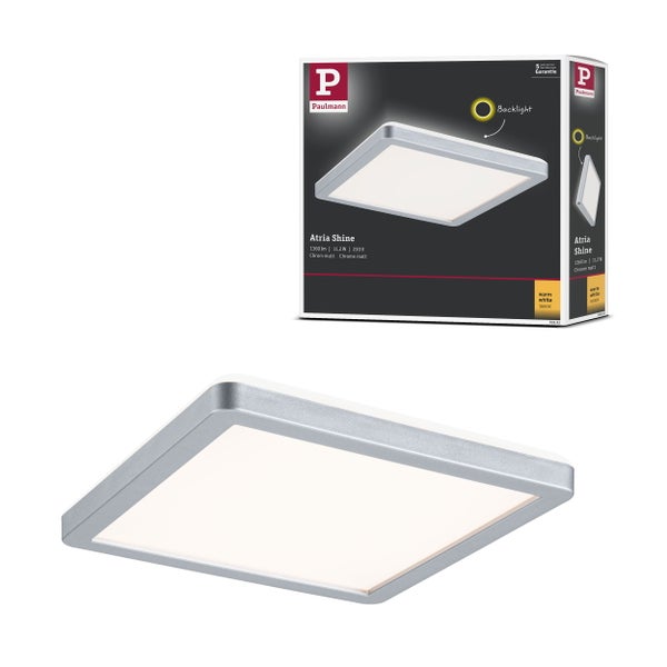 LED Panel Atria Shine Backlight eckig 190x190mm 11,2W 900lm 3000K Chrom matt