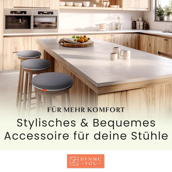 DYNMC you Sitzkissen Stuhl - Stuhlkissen 40x40 - Rund 4er Set Grau - Test SEHR GUT - INNOVATIONSPREIS ERGONOMIE - Mittelhart H3 - Sitzkissen Bank Memory Schaumstoff - Sitzpolster Stuhl - Stuhlauflage