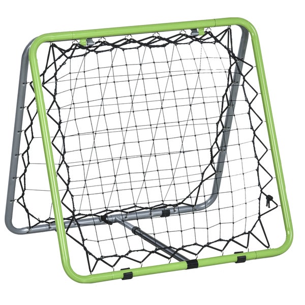 HOMCOM Fußball Rebounder, Kickback Tor, beidseitiger Rückprall, Verstellbar in 5 Stufen, 75 x 75 x 64 cm, Metall, Grün+Schwarz