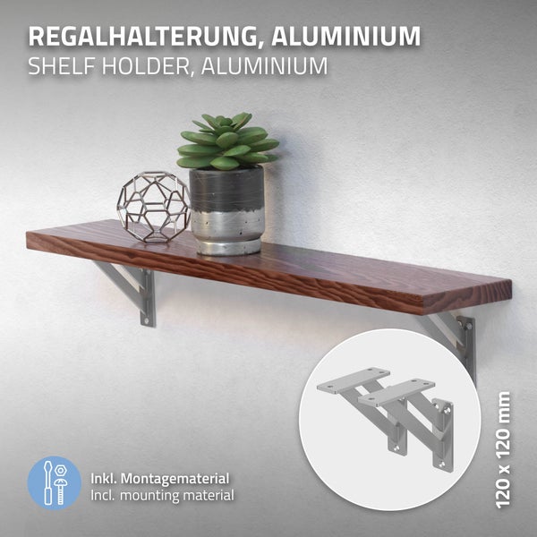 ML-Design 4 Stück Regalhalterung 120x120 mm, Silber, Aluminium, Schwebende Regalhalterungen, Regalwinkel, Wandhalterung für Regalbrett, Regalträger für Wandmontage, Wandregal Wandkonsole Regalstütze