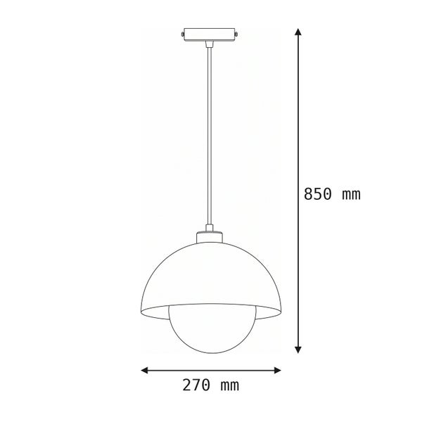 Technische Zeichnung einer Pendelleuchte mit einer Höhe von 850 Millimeter und einem Durchmesser von 270 Millimeter.