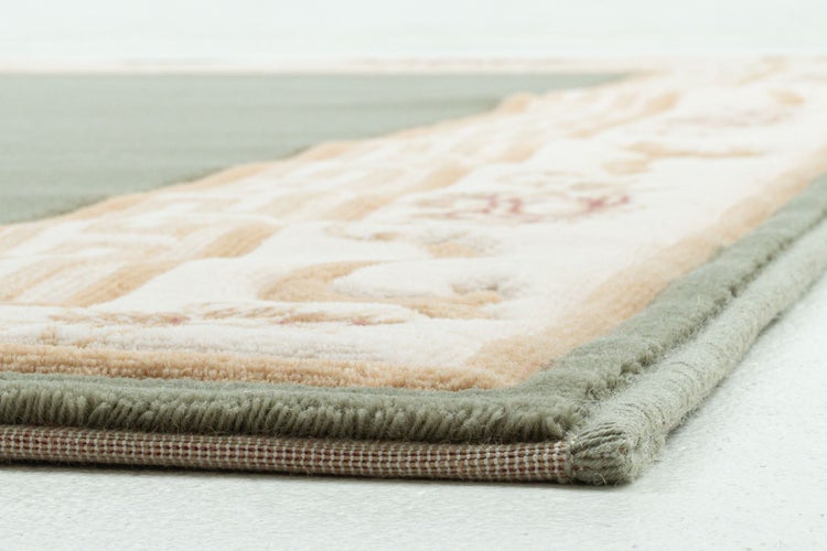 Gewebter Wollteppich mit Bordüre Pelinia Grün 60x110 cm