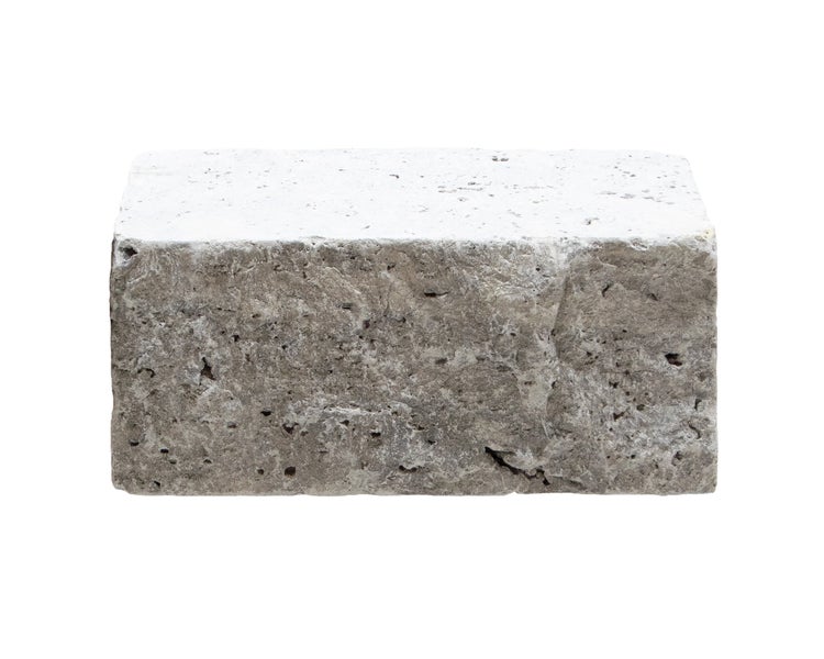 Wohnrausch Naturstein Mauersteine Travertin SILVER GREY, spaltrau, getrommelt, grau, L 15-50, B 18-20, H 15 cm, 1 qm