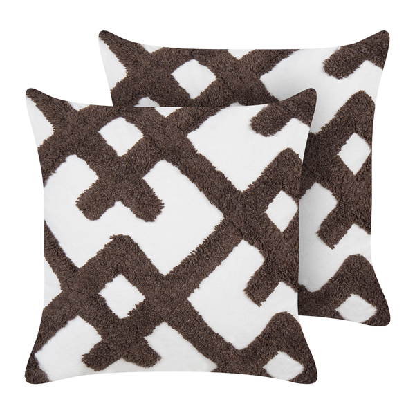 Dekokissen 2er Set CARNATION Baumwolle 45 x 45 cm Weiß Geometrisches Muster