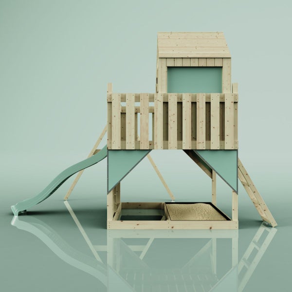 OutdoorToys Spielturm Madita aus Holz in Grün Kinderschaukel