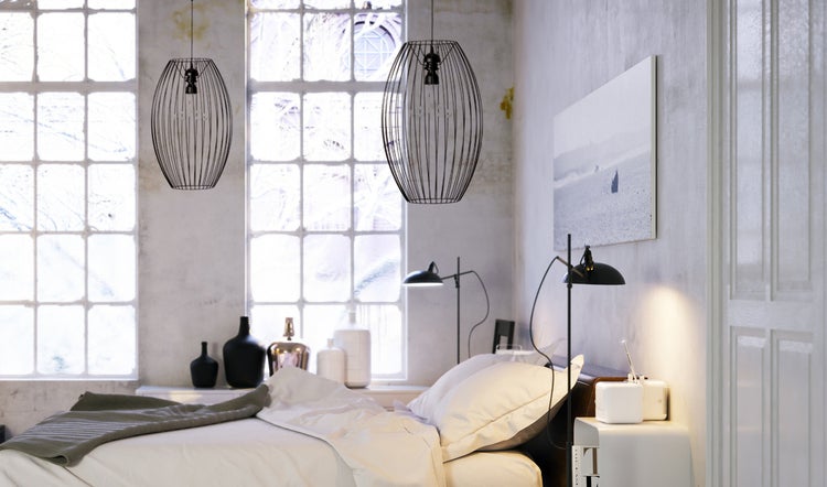 Loft Stil Gitterlampe Modern Schwarz 55 cm | Wohnzimmer Esszimmer Leuchte