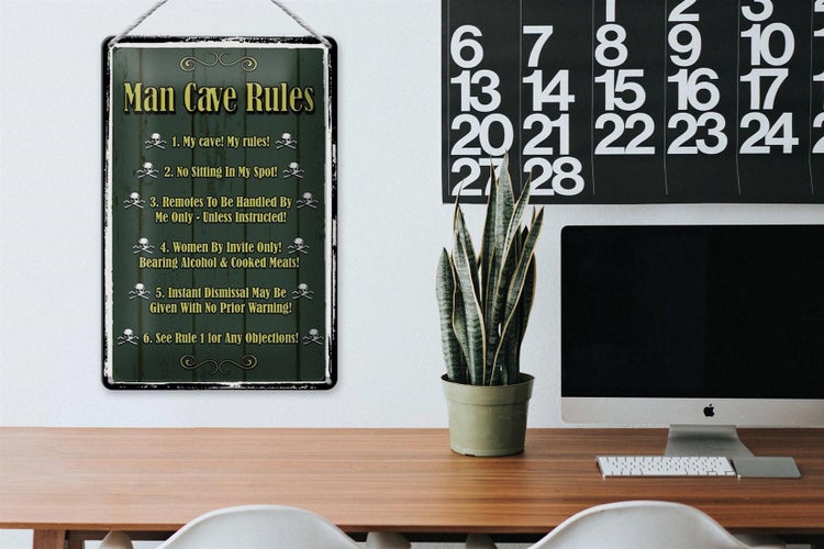 Blechschild Spruch 20x30cm Man cave Rules no sitting Spot
