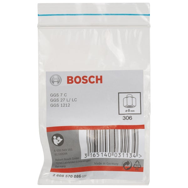 Bosch Spannzange mit Spannmutter, 8 mm, für Bosch-Geradschleifer - 2608570086