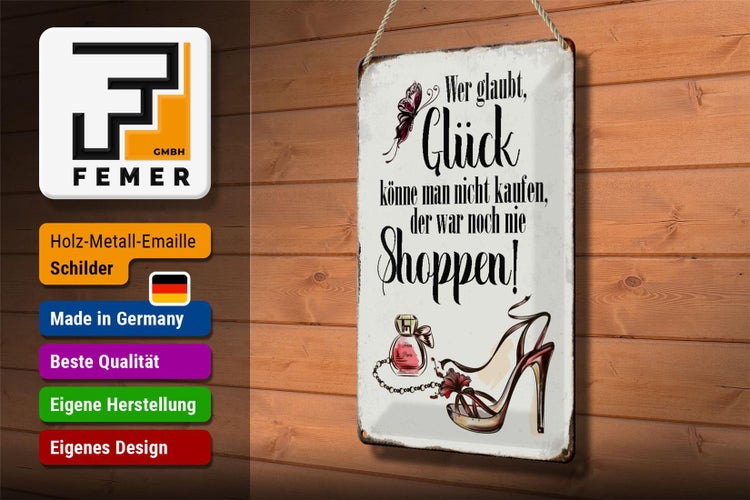 Blechschild Spruch 20x30cm Glück nicht kaufen shoppen