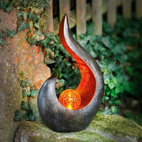 FRANK FLECHTWAREN | Solardeko Flamme, KUNSTSTOFF, 25 x 13 x 44 cm, für den Außenbereich geeignet