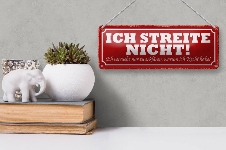 Blechschild Spruch 27x10cm streite nicht ich versuche nur Dekoration
