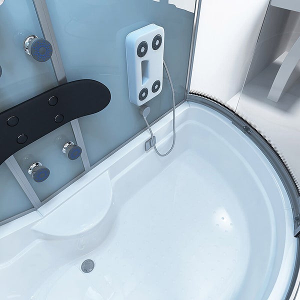 Home Deluxe - Duschtempel All IN 2in1 - Weiß, 170 x 90 x 220 cm Rechts - inkl. Regendusche, Fußmassage, Radio und Zubehör I Duschkabine Fertigdusche Badewannenkombination, Duschtempel