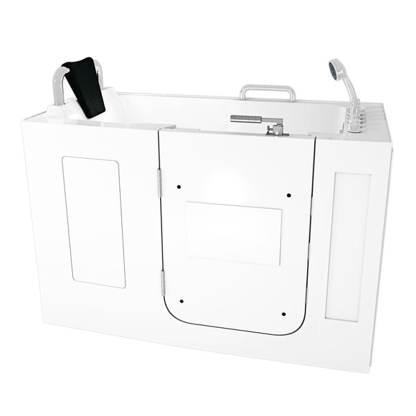 Barrierefreie Badewanne mit Tür, Armatur und Duschkopf