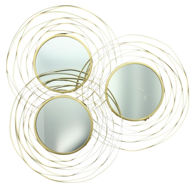 FRANK FLECHTWAREN | Spiegel Gold, 3er Set, METALL, GLAS, D: 24,5 x 1,5 cm