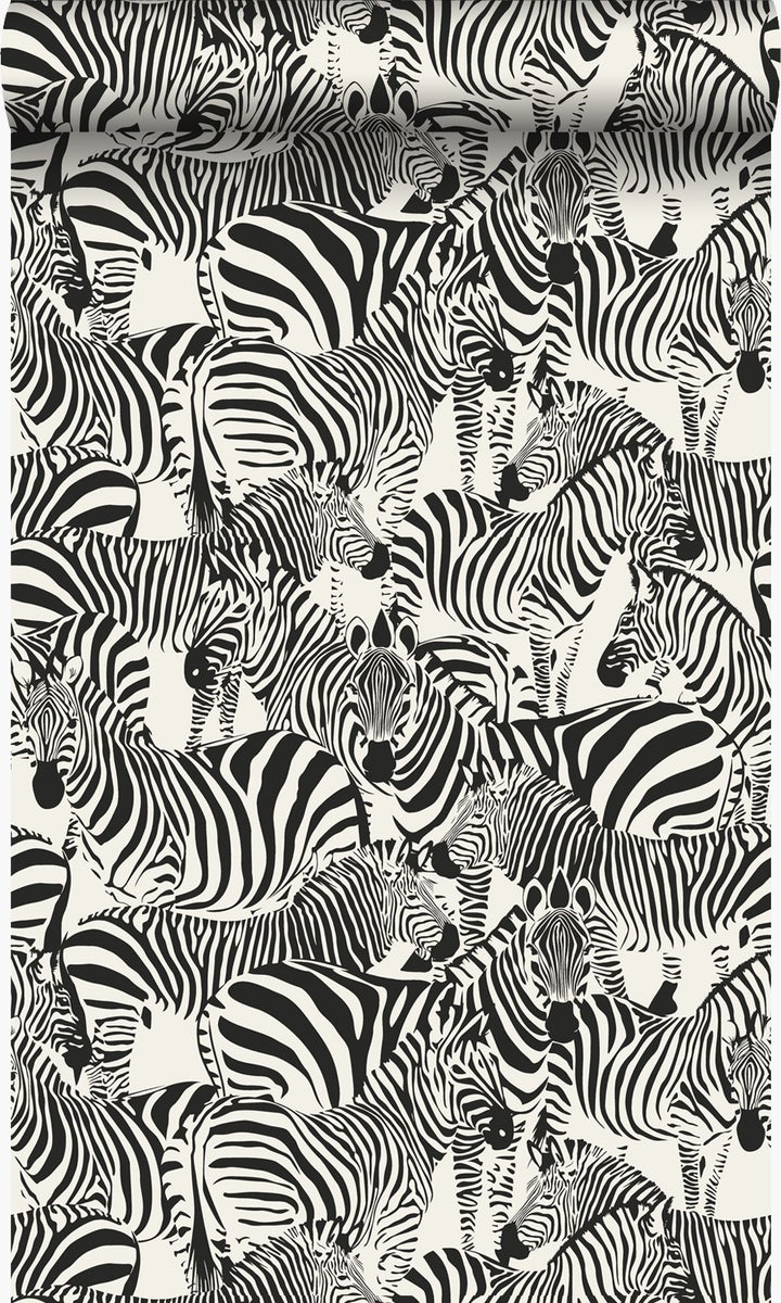 Origin Wallcoverings Tapete Zebras Schwarz und Weiß - 53 cm x 10,05 m - 347453