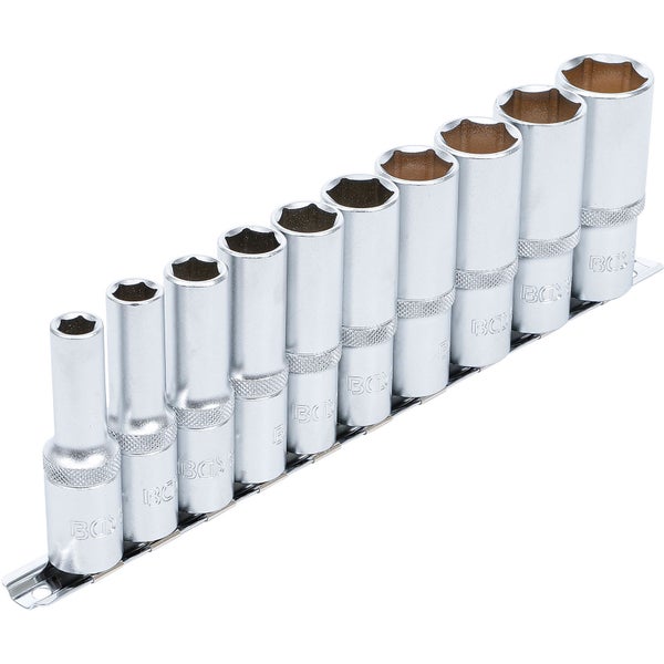 BGS Steckschlüssel-Einsatz-Satz Sechskant tief Antrieb Innenvierkant 12,5 mm (1/2) Zollgrößen 10tlg. - 2435