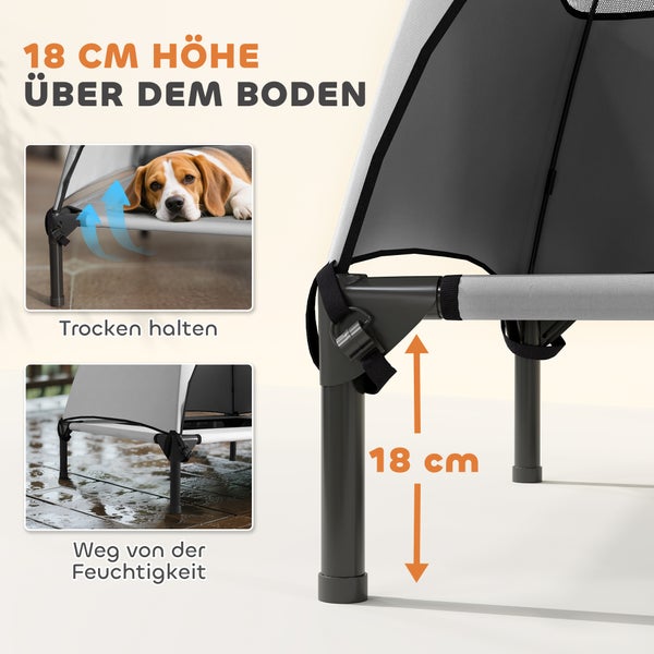Hundebett mit 18 Zentimeter Höhe über dem Boden für Trockenheit und Feuchtigkeitsabweisung