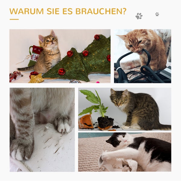 PawHut Kratzbaum 57 cm Kleiner Katzenbaum mit Katzenhöhle, Liegeplattform, Katzenkratzbaum mit Kratzbrett, Spielball, Katzenmöbel für Katzen bis 5 kg Hellgrau