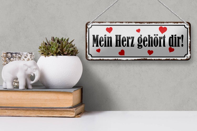 Blechschild Spruch 27x10cm mein Herz gehört dir Herz Dekoration