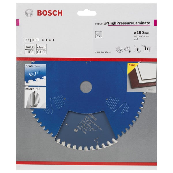 Bosch Kreissägeblatt Expert for High Pressure Laminate für Handkreissägen 190 x 20 x 2,6 mm 56 - 2608644134