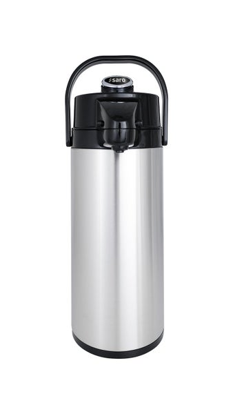 Thermoskanne, Pumpkanne - Glas-Innenleben für 24 Stunden Warm- & Kalthaltung, 2,2L