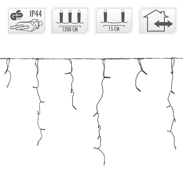 ECD Germany LED Lichtervorhang 12m 360 Warmweiße LEDs, Eiszapfen Lichterkette LED Lichterkettenvorhang Weihnachten Eisregen Vorhang, IP44 Wasserdicht, Innen/Außen, Weihnachtsbeleuchtung Weihnachtsdeko