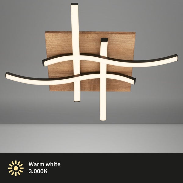 Deckenlampe Wellenförmige Deckenleuchte Schlafzimmer Wohnzimmer Warmweiß Holz