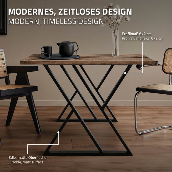 ML-Design 2 Stück Tischbeine 69xH72cm, Tischkufen X-Form, aus Stahl pulverbeschichtet, Schwarz, Industriedesign, Kufengestell für Esstisch/Schreibtisch, Tischgestell, Metall Möbelfüße für DIY-Projekte