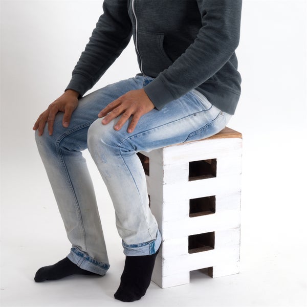 Hocker BRICK 48 Mahagoni Massivholz 06 weiß-landhaus
