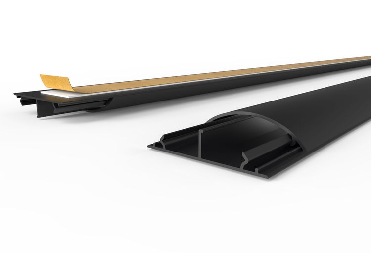 CILSON WDK5012SS Art.-Nr. 6700360 Kabelkanal 50 x 12 mm x 2.000 mm - Trittfest, selbstklebend mit Bodenbelochung, schwarz RAL 9005