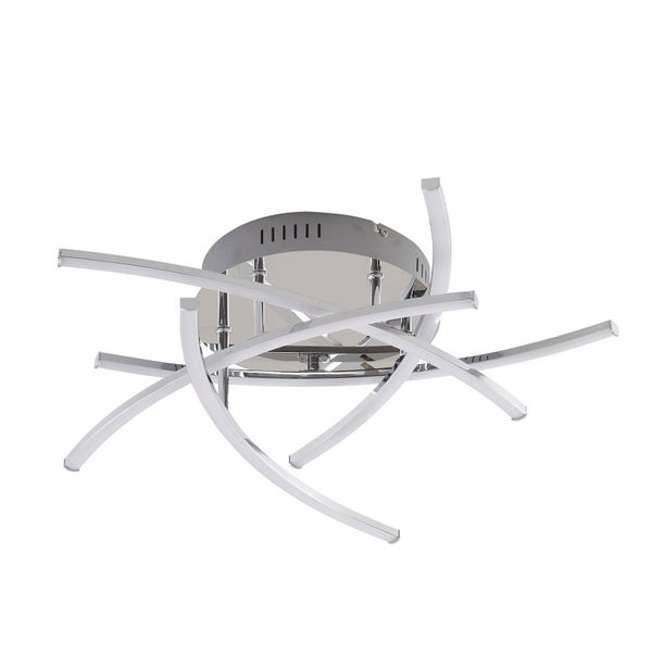 Lindby LED Deckenleuchte Flakira dimmbar (Modern) in Chrom aus Aluminium (1 flammig, ) - Lampe Deckenlampe Wohnzimmerleuchte