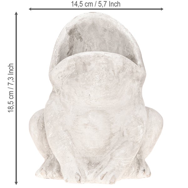 Frosch Pflanztopf mit den Maßen 14,5 cm Breite und 18,5 cm Höhe
