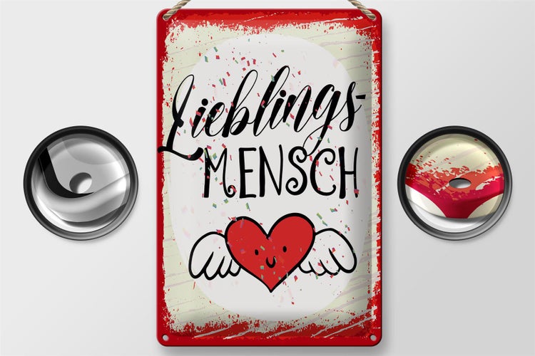 Blechschild Spruch Lieblingsmensch Herz Engel 20x30cm