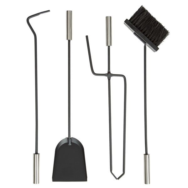 Kaminbesteck tectake  23 x 14,5 x 58 cm 5-teilig grau