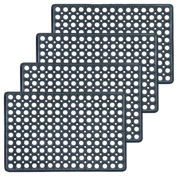 Vier Lochmatten aus Gummi für den Innen- und Außenbereich