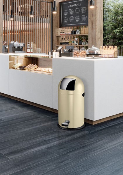 PROREGAL Stilvoller Eleganter Abfalleimer Mit Starkem Fußpedal und Verzinktem Inneneimer 33 Liter HxØ 70 x 35 cm Creme