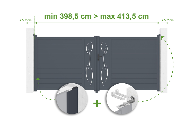 Doppelflügeltor mit Breitenangabe