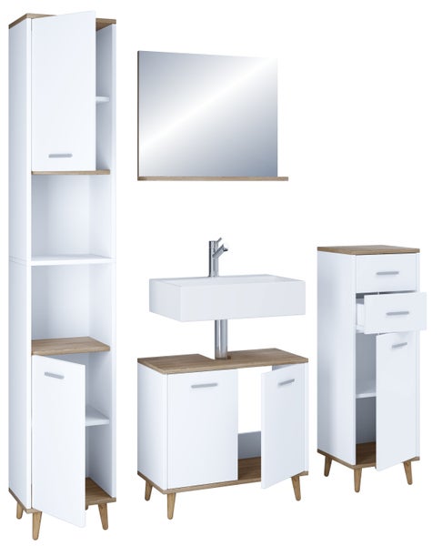 4-tlg. Komplett Badmöbel Badschrank Set Landos l