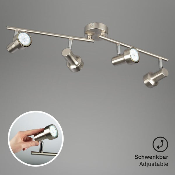 LED Deckenleuchte Spotleuchte 4xGU10 schwenkbar 3000K 12W Matt-Nickel Briloner