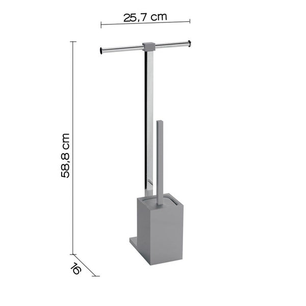 Grauer WC-Standmodell mit Toilettenpapierhalter und Toilettenbürstengarnitur | Arcobaleno
