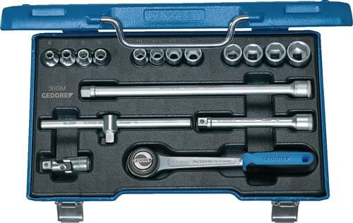 Gedore Steckschlüsselsatz in blauem Metallkoffer