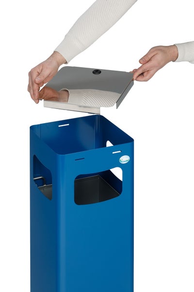 PROREGAL Robuster Modularer Wertstoffsammler Mit Edelstahldeckel 22 Liter HxBxT 68 x 25 x 25 cm Verzinkter Stahl Blau