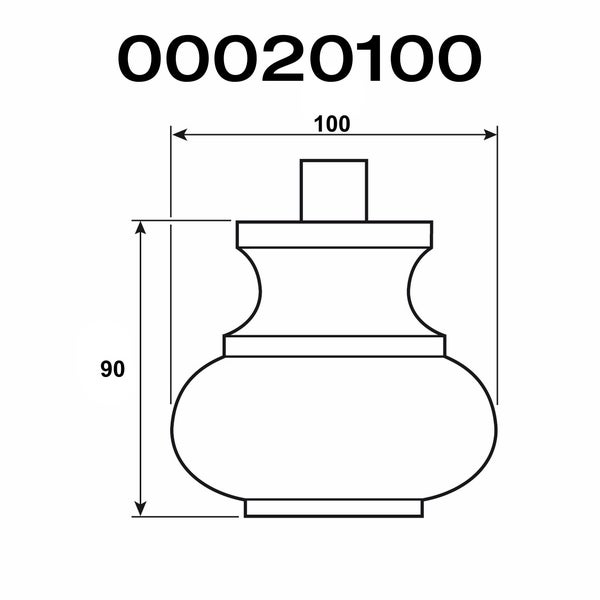 Technische Zeichnung eines Möbelfußes mit den Maßen 100 mal 90.