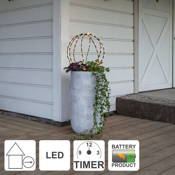 Dekorative Pflanzsäule mit LED-Kugel und Timerfunktion für den Außenbereich