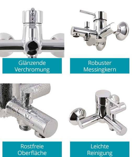 Calmwaters® Badewannenarmatur Honest Small, Wasserhahn Badewanne, Wannenarmatur mit Umsteller, Einhebelmischer mit Keramikkartusche, Brauseabgang 1/2, Aufputz-Montage, Messing, Chrom, 13PZ2560
