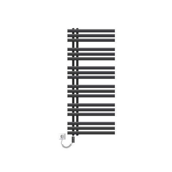 LuxeBath Elektrischer Badheizkörper Iron EM 600x1400 mm Anthrazit + Heizstab 900W mit Thermostat Touchbedienung, Handtuchheizkörper mit Heizpatrone, Handtuchwärmer Paneelheizkörper Designheizkörper
