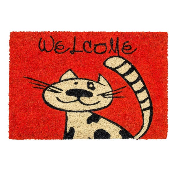 Fußmatte mit Katzenmotiv und Willkommensgruß