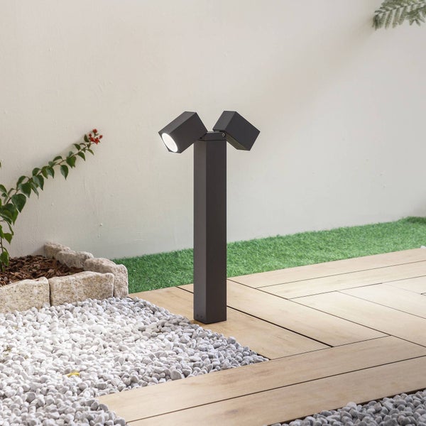 Lindby Außenleuchte Othil (spritzwassergeschützt (Modern) in Alu aus Aluminium (2 flammig, GU10) - Wegeleuchte Pollerleuchte Wegelampe Sockelleuchte