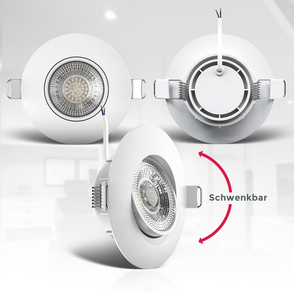 Einbauspot 68mm 6er Set - 230V, 4,9W, 480lm, LED, warmweiß, weiß