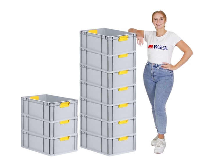 PROREGAL Eurobox Nextgen Color HxBxT 22 x 40 x 60 cm 44 Liter Griffe Gelb Geschlossen Verstärkter Boden Eurobehälter Transportbox